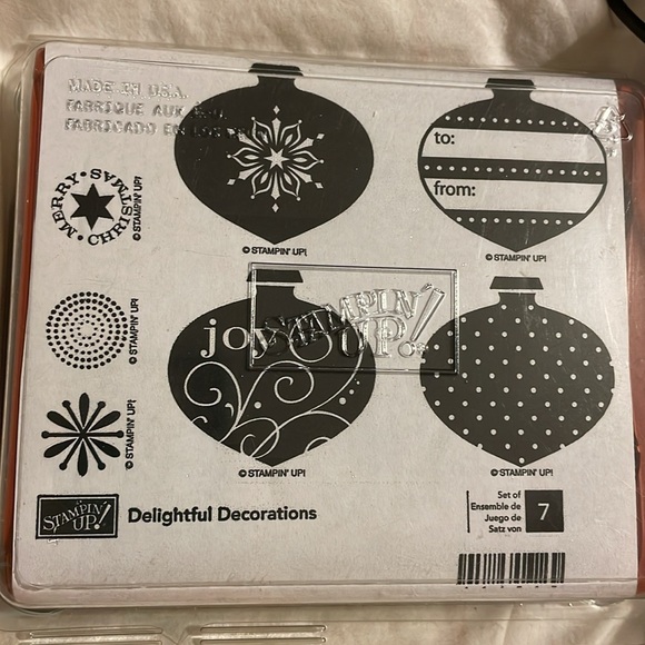 Stampin Up Rubber Stamp Set Delightful Decorations Holiday Christmas Ornaments - Picture 2 of 4